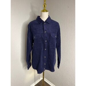 GAP Mens Corduroy Button Up Shirt Eclipse Navy Blue Workwear Casual Medium
